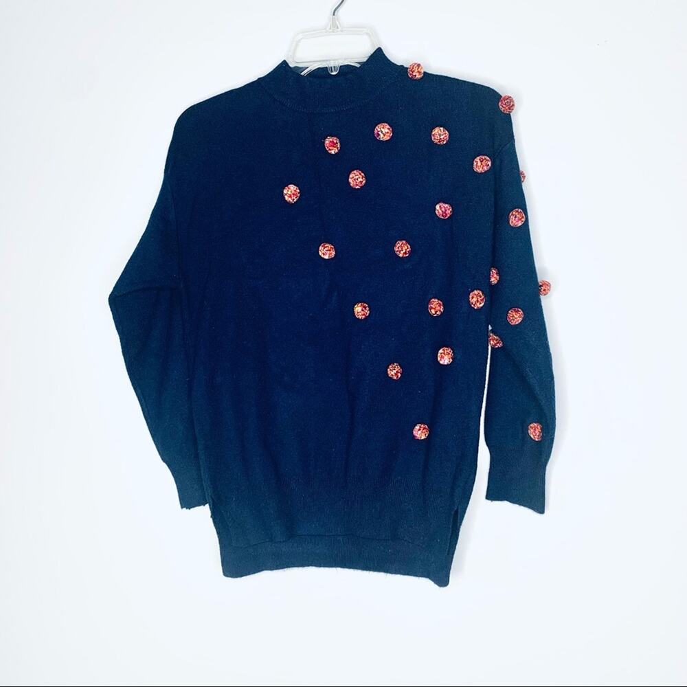 Zara girls navy pom pom knit sweater size 8